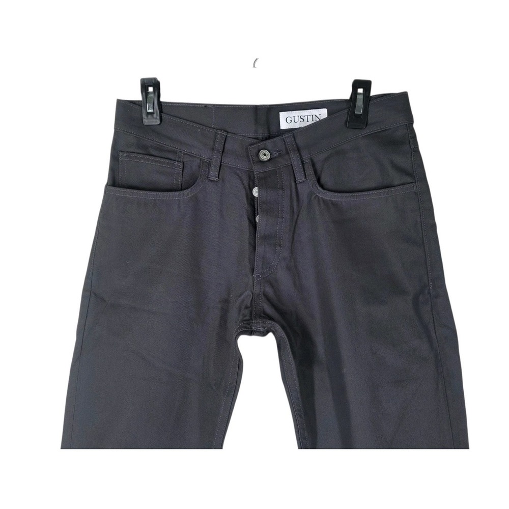 Gustin #437 Chino Pants Mens 32 (30x34) Slim Fit Charcoal Grey Button USA NWOT